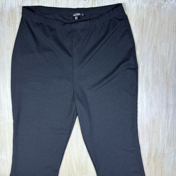 Missguided Black High Waisted Ribbed Casual Knit Chic Bootcut Flared Pants 14 - Picture 2 of 13